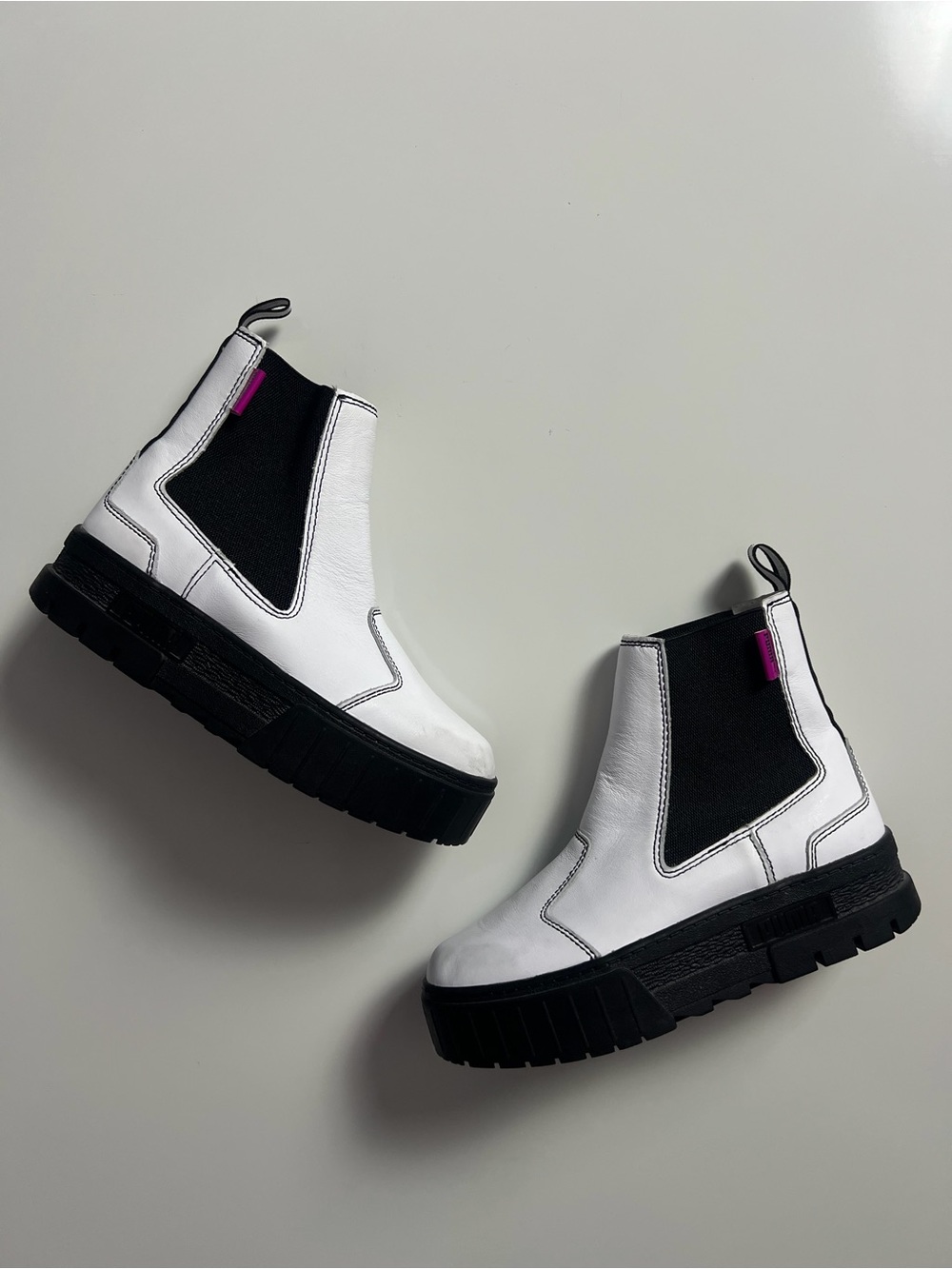 PUMA Mayze Chelsea Boots, White/Black, Size Women’s 7